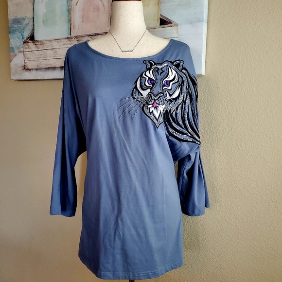 COPY - BOB MACKIE | Black Tiger Grey Tee sz XL - Picture 1 of 6